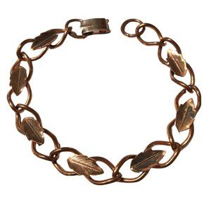 Vintage Leaves‎ Vine Faux Copper Bracelet 7.75" Long